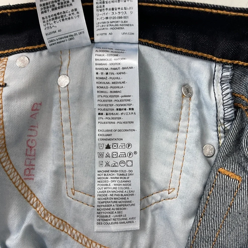 Levis 514 Jeans Mens 36x32 Black Straight Dark Wash Denim Grunge Goth Minimalist